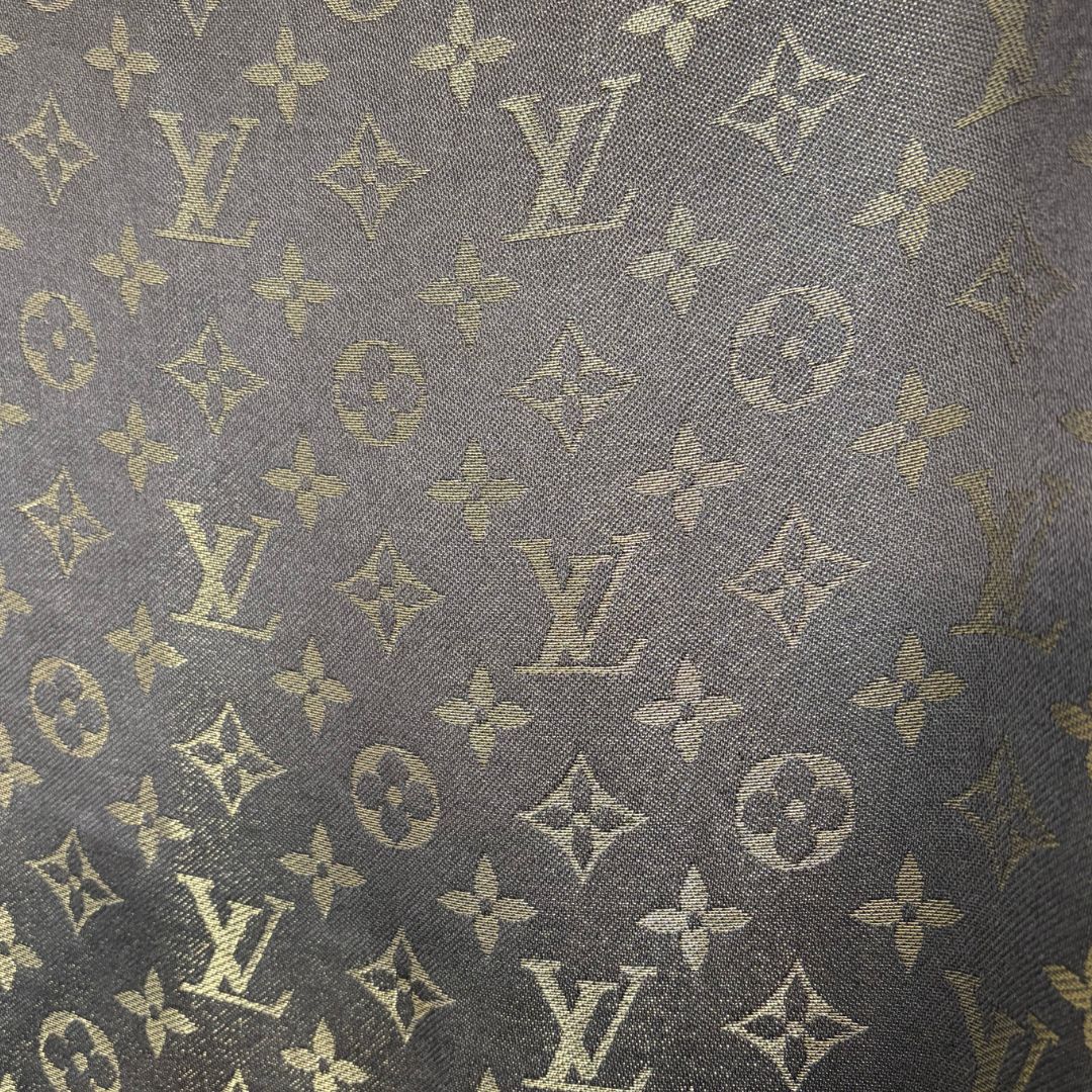 Louis Vuitton brown/ gold shine monogram 47% silk/ 17% wool scarf -145x145cm