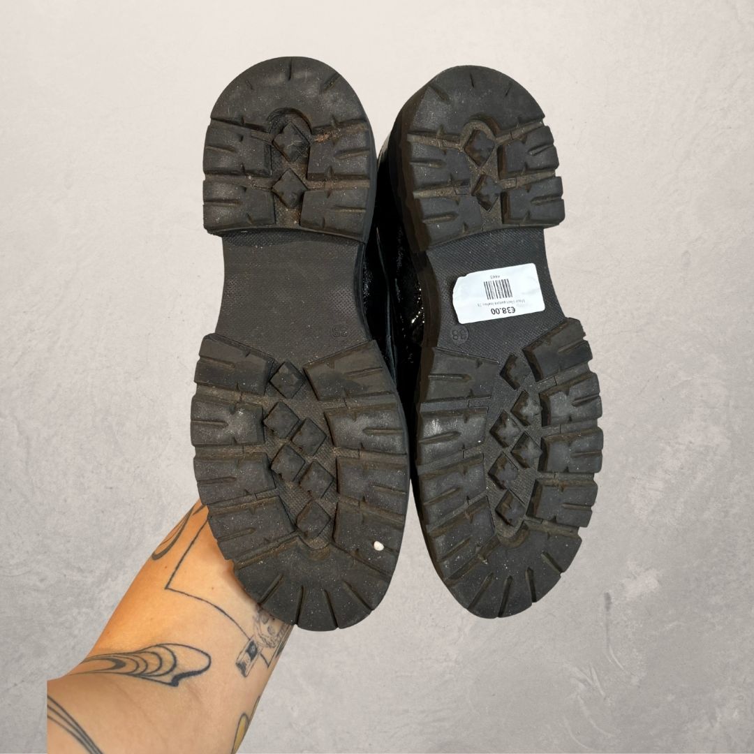 Mace black patent loafers 38