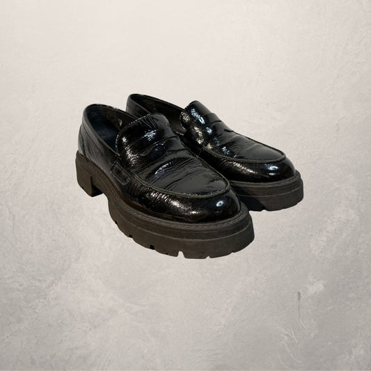 Mace black patent loafers 38