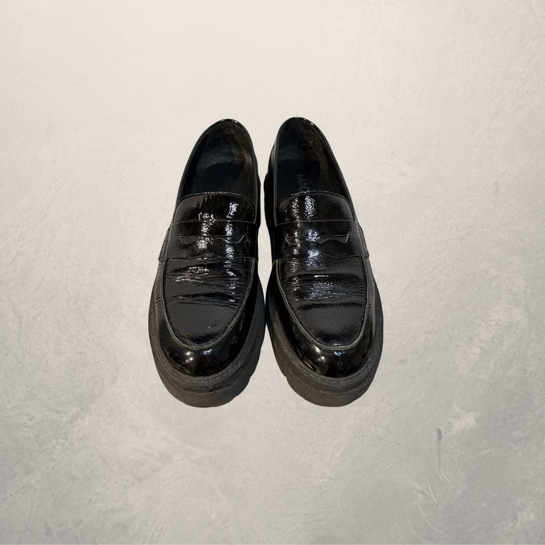 Mace black patent loafers 38