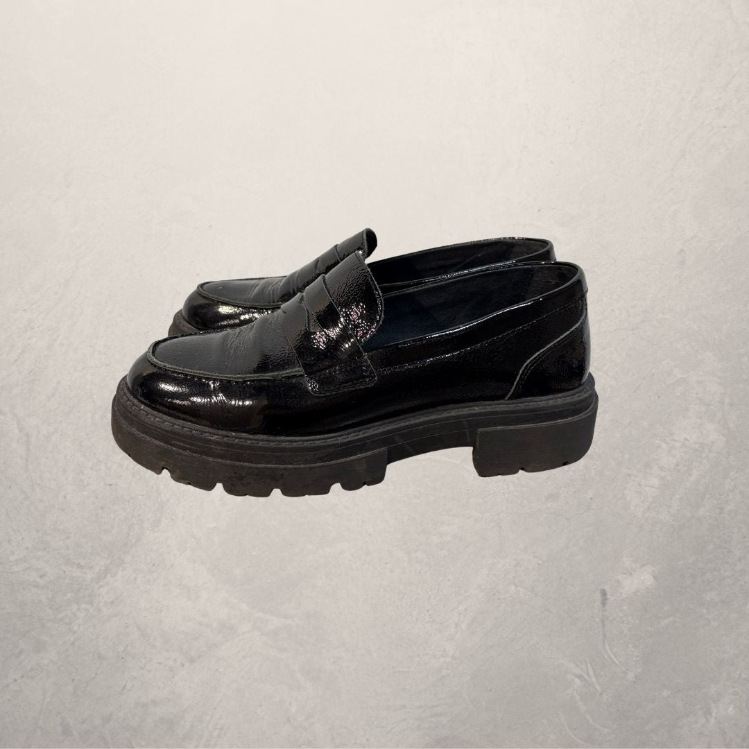 Mace black patent loafers 38