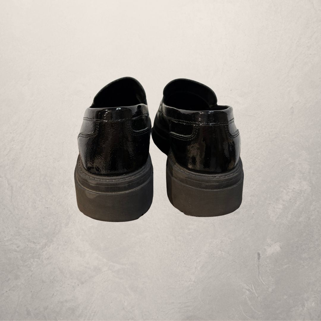 Mace black patent loafers 38