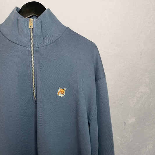Marineblauwe sweatshirt met rits van Maison Kitsuné, maat XL