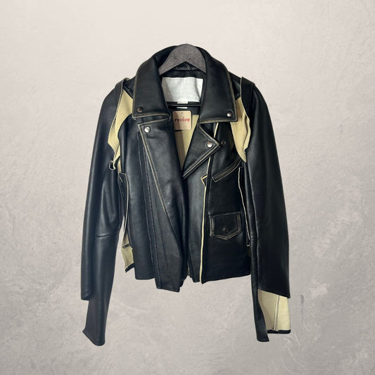 Maison Margiela X H&M black leather jacket 34
