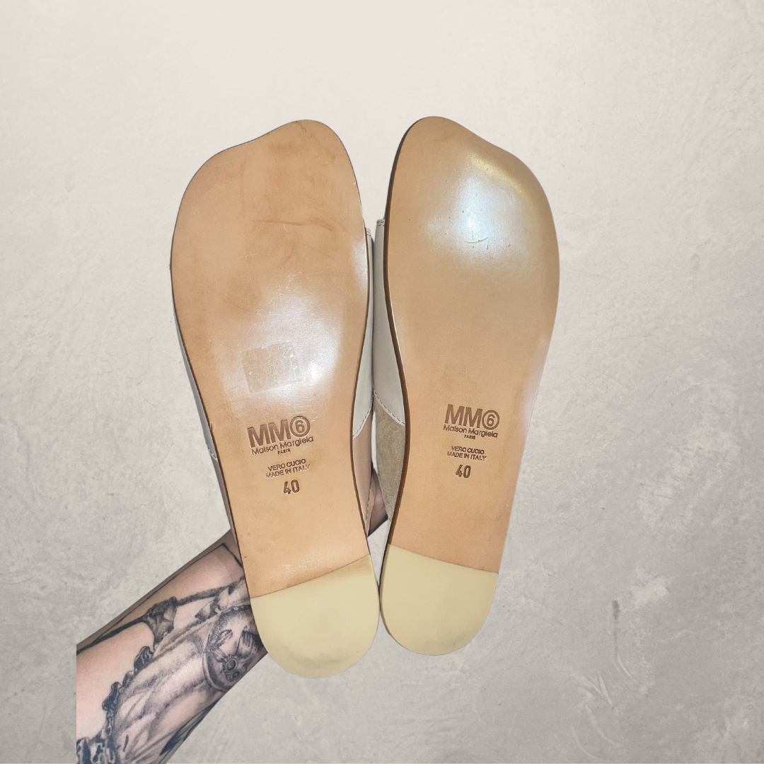 Maison Margiela beige patch platte sandalen 40