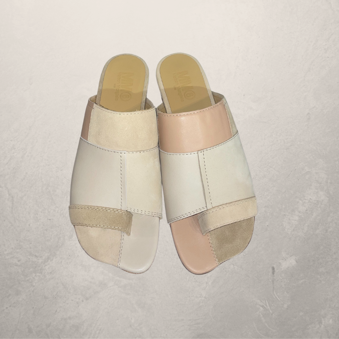 Maison Margiela beige patch platte sandalen 40