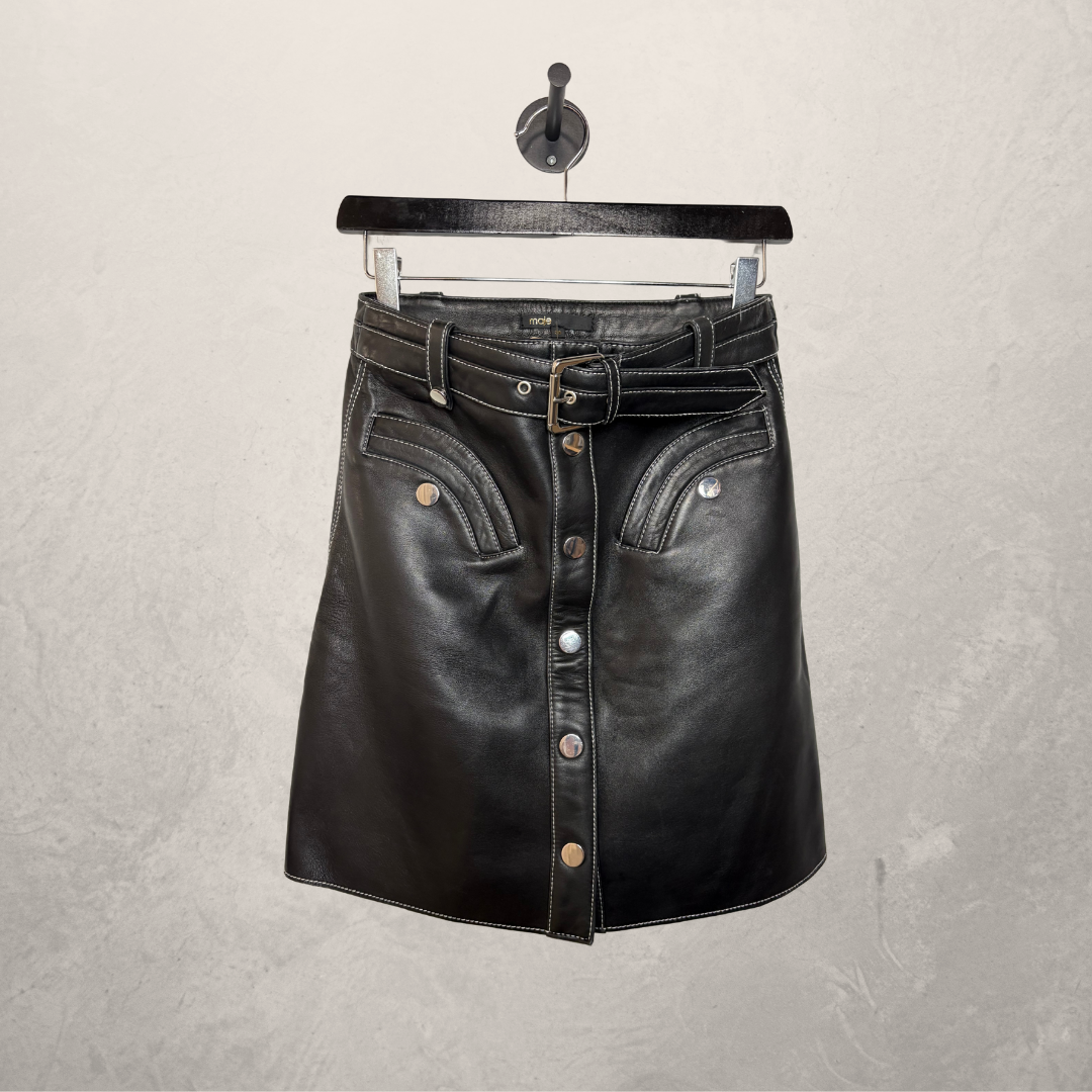 Maje Zwarte Leren Rok 36
