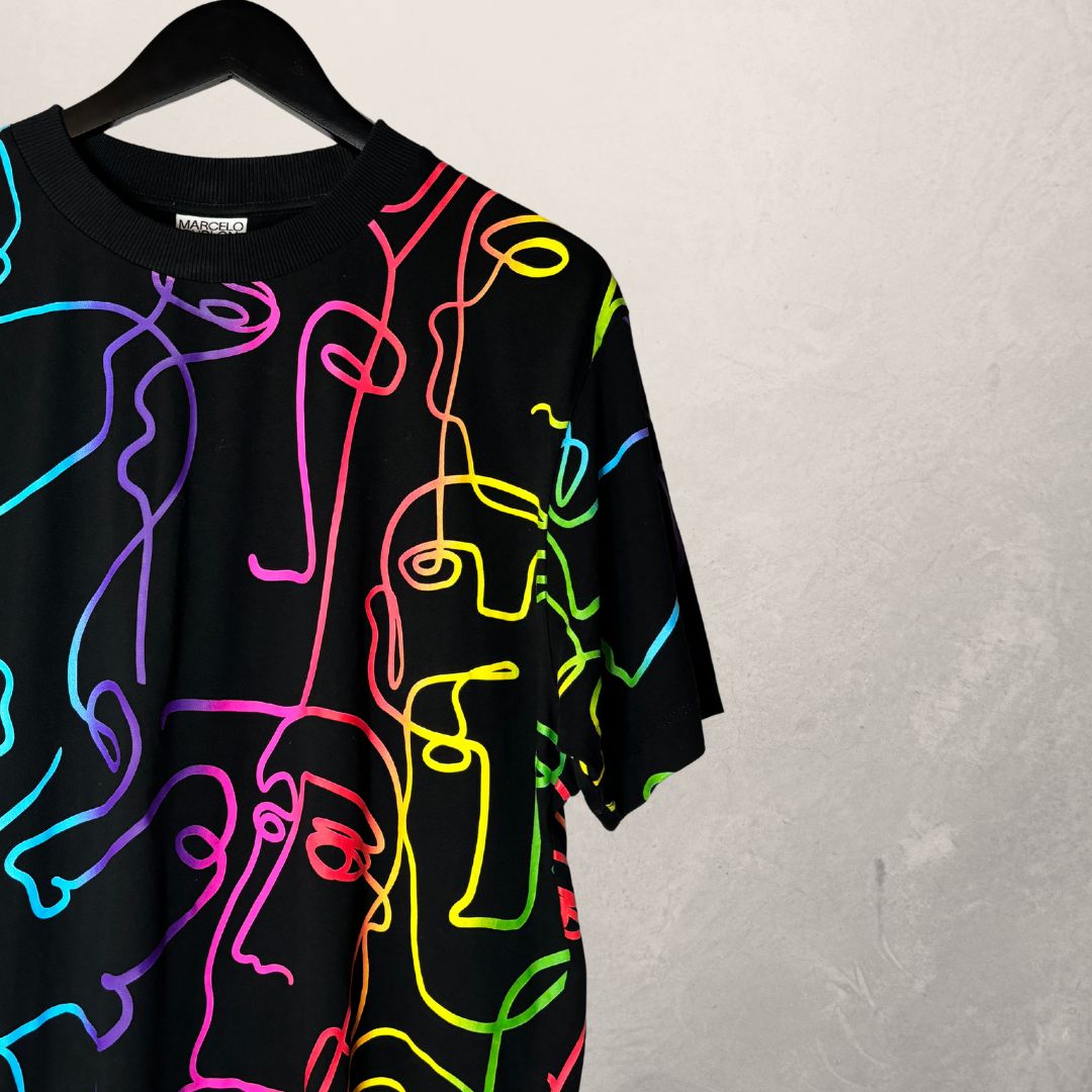 Marcelo Burlon zwart veelkleurig T-shirt M