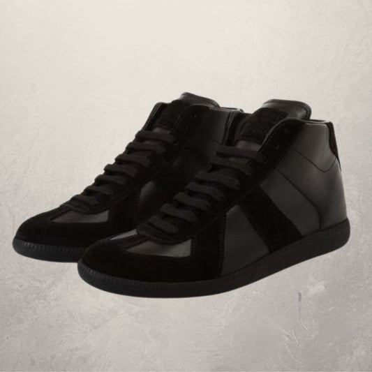 Margiela zwart lederen "replica" hi-top sneaker 40