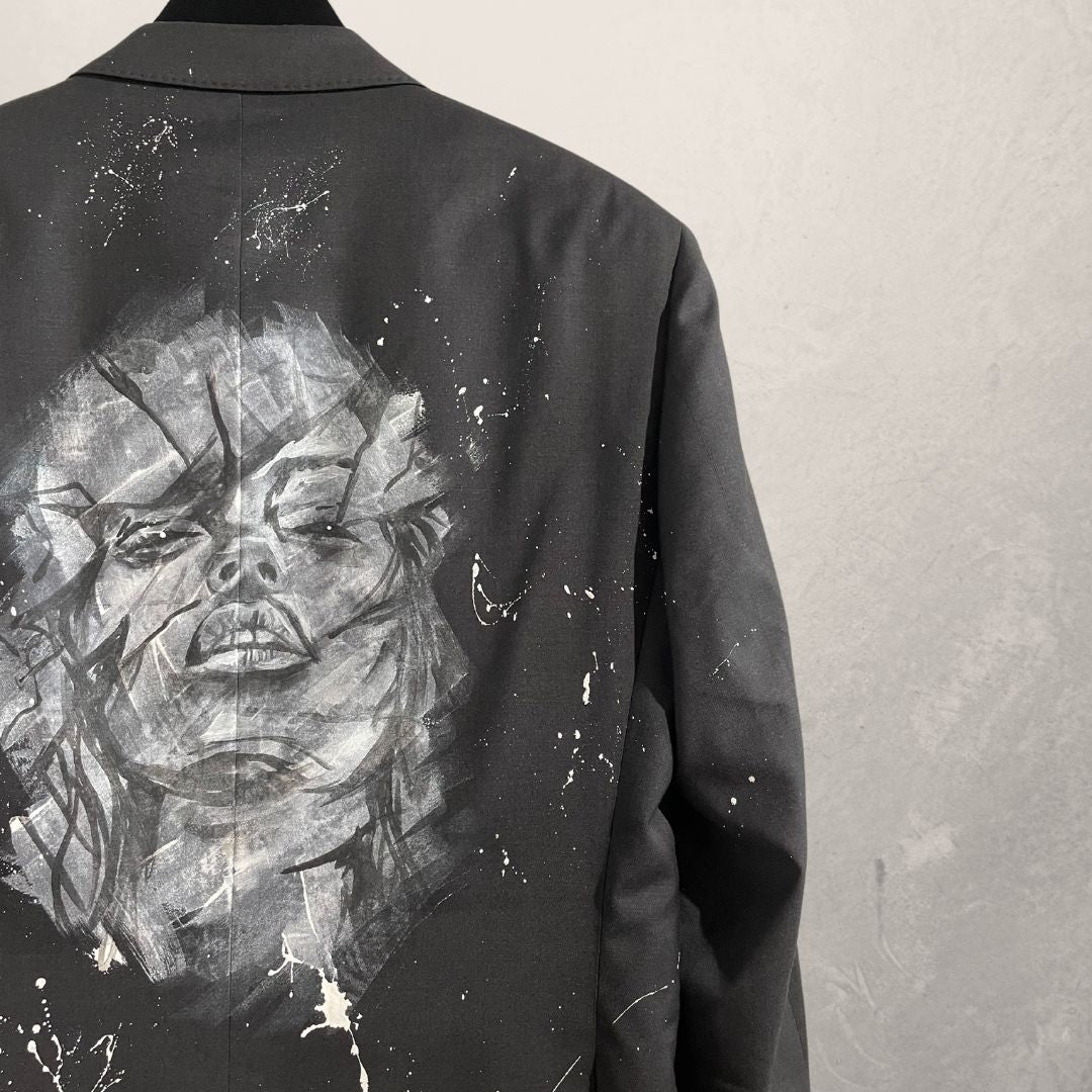 Marilyn Monroe black painted blazer M/L- By@M.a.r.r.art