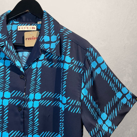 Marni X Uniqlo blauw zijdeachtig overhemd S