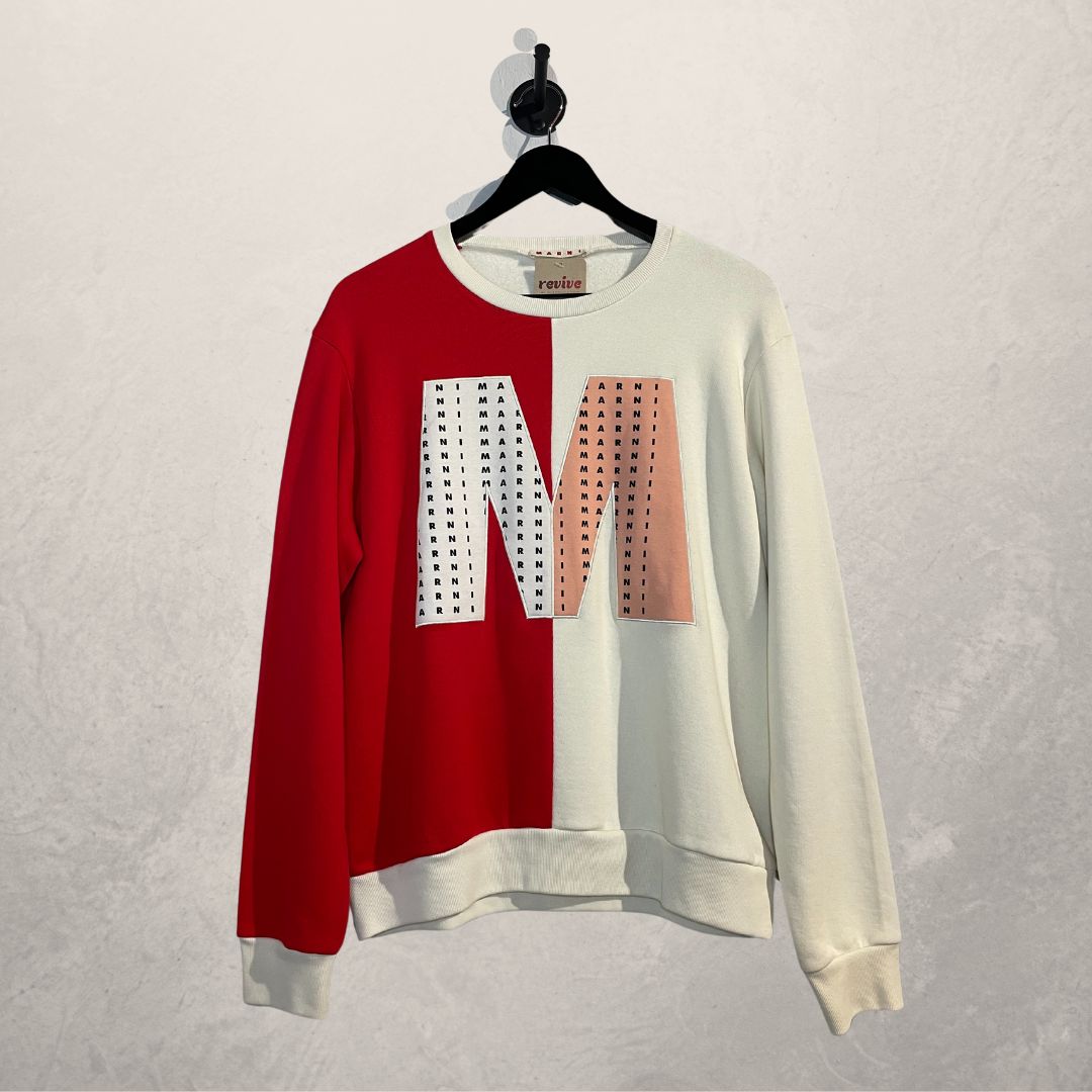 Marni rood/crème logo trui M