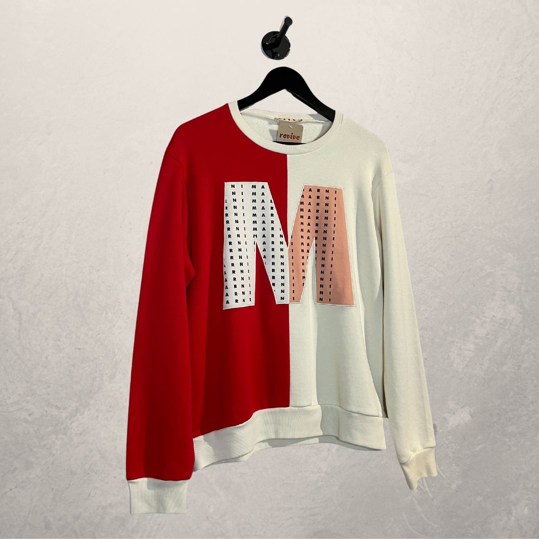 Marni red/ cream logo jumper M