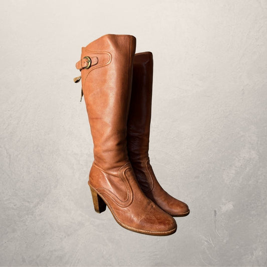Mexx brown leather heeled boots 39