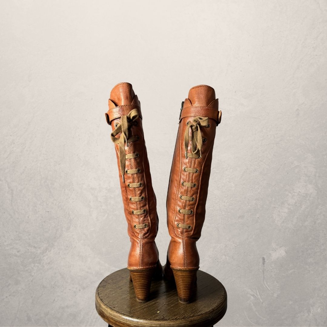 Mexx brown leather heeled boots 39