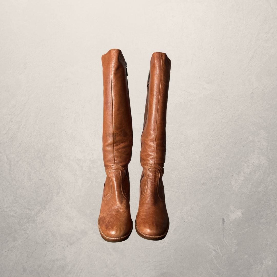 Mexx brown leather heeled boots 39