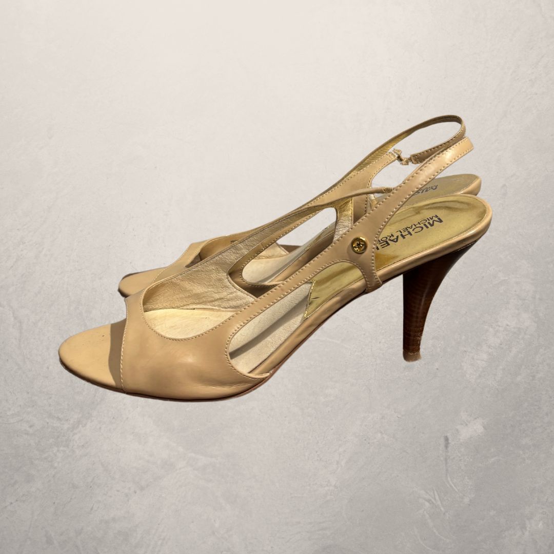 Michael Kors beige leren open teen hakken 41