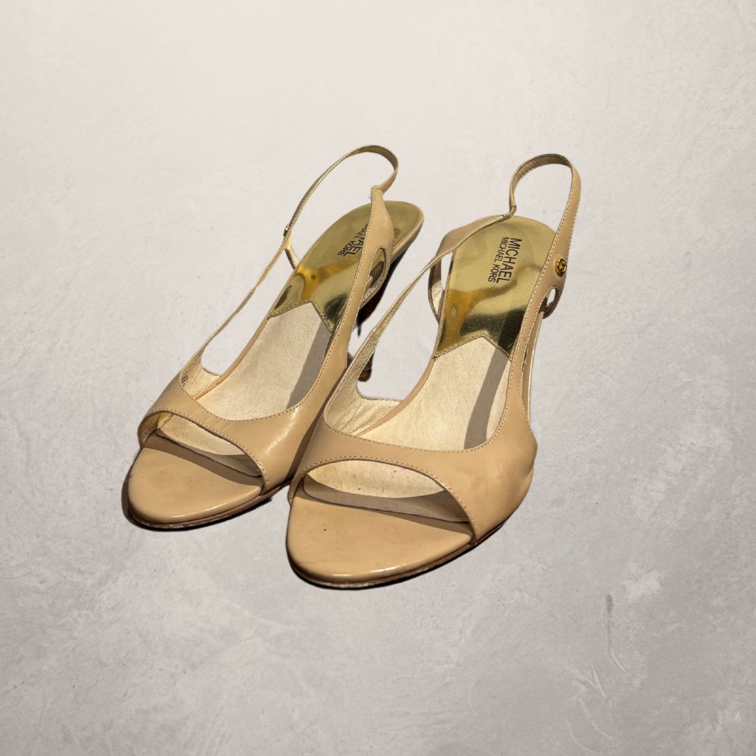 Michael Kors beige leren open teen hakken 41