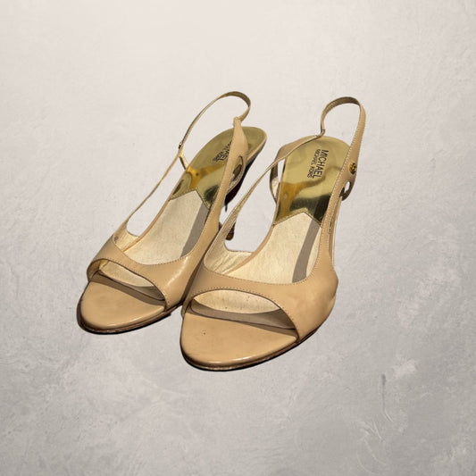 Michael Kors beige leren open teen hakken 41