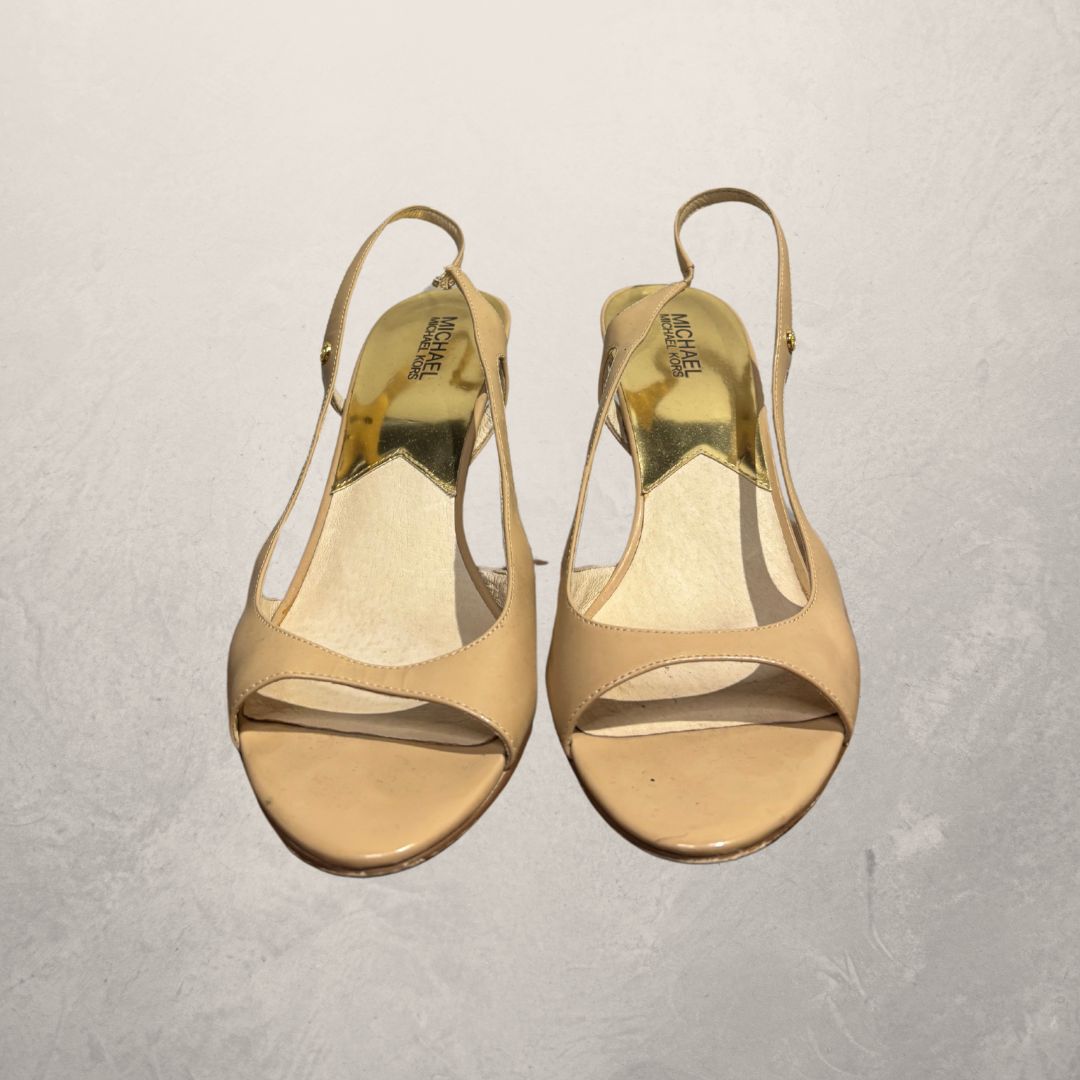 Michael Kors beige leren open teen hakken 41