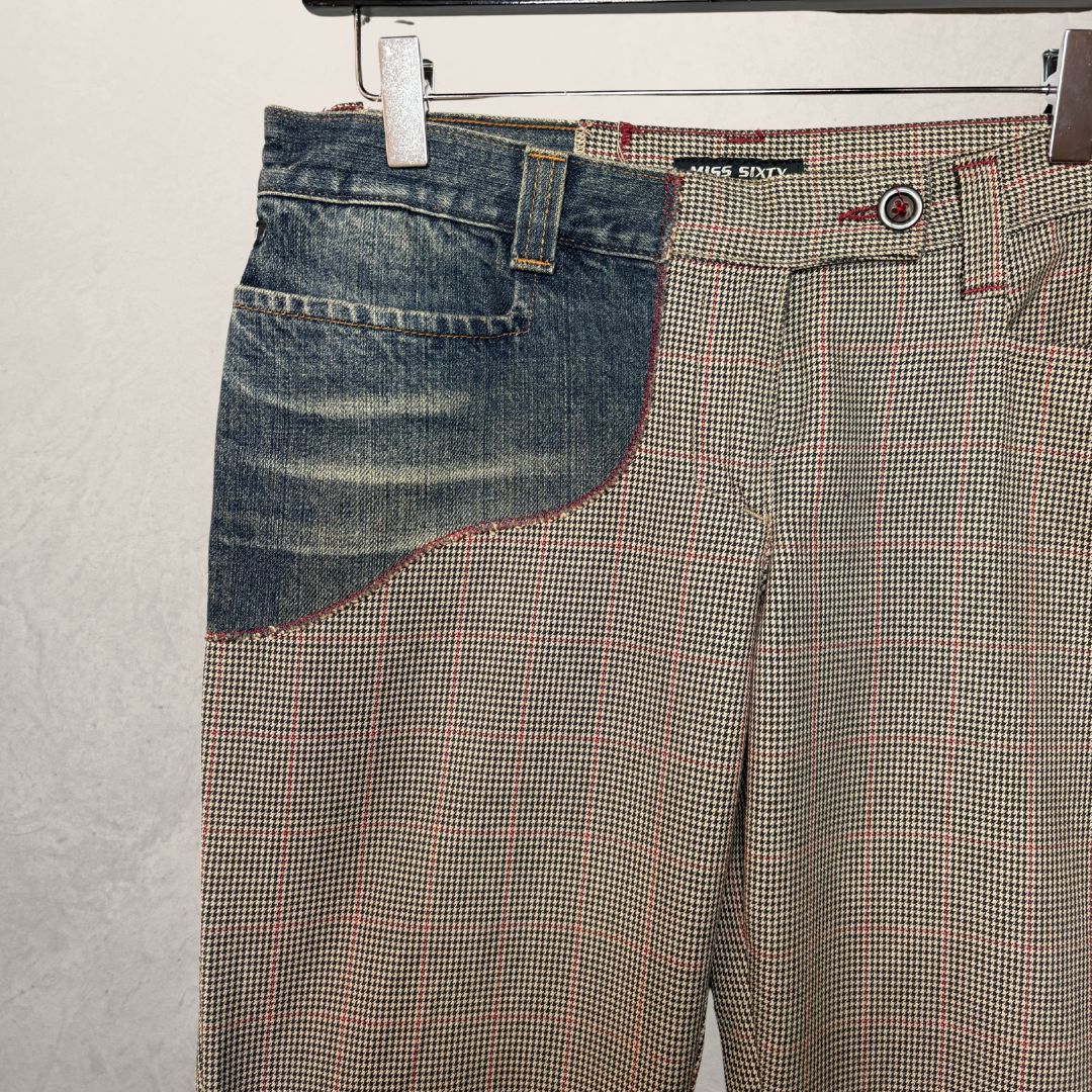 Miss Sixty beige herringbone and denim pants 29