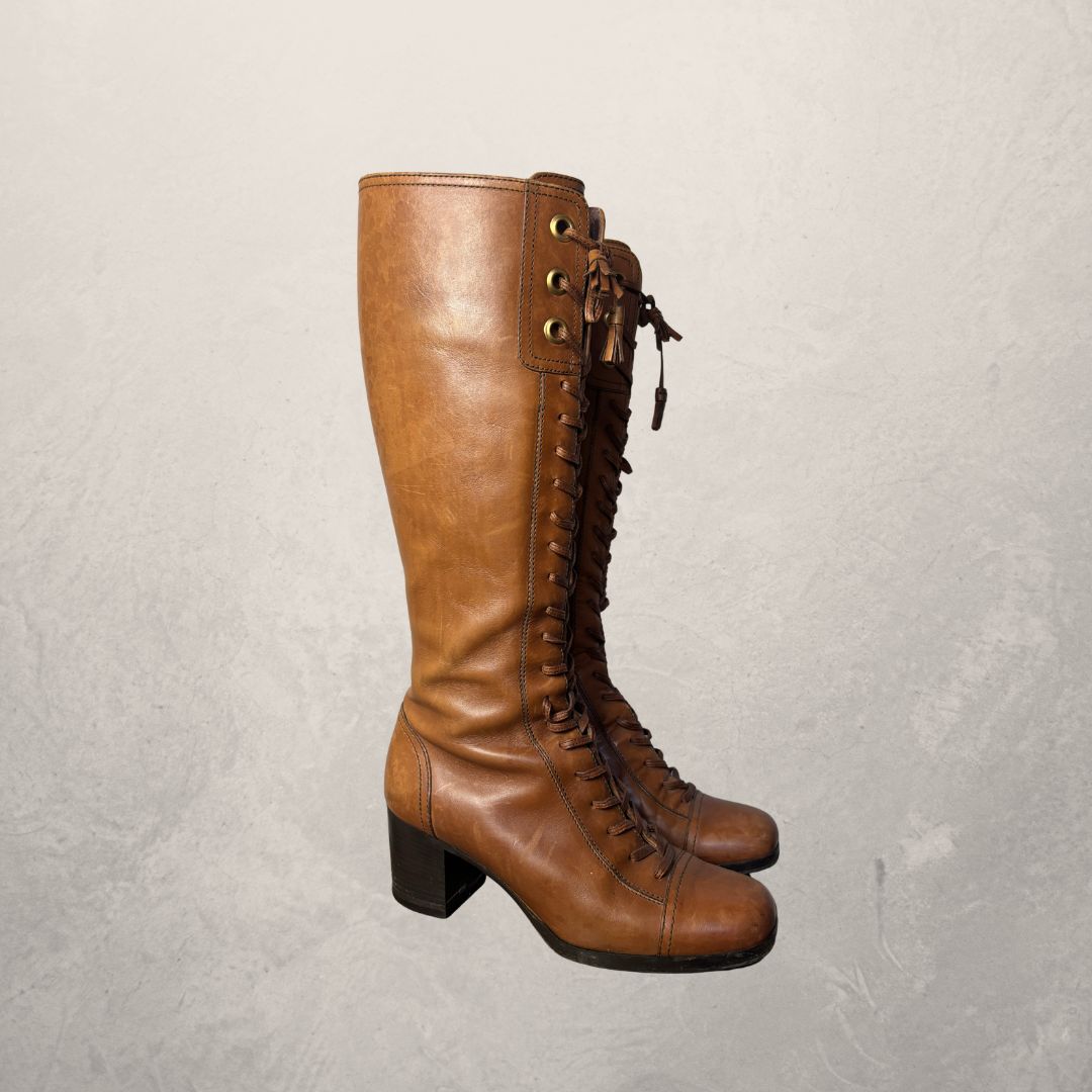 Miu Miu Cognac High Boot 36.5