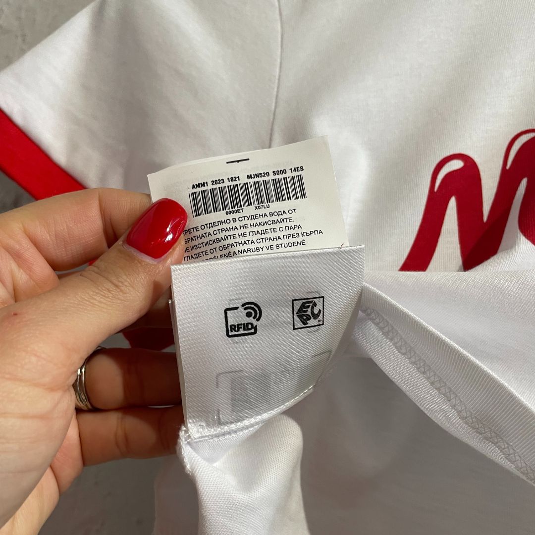 Miu Miu white and red "jersey logo" crop top XS