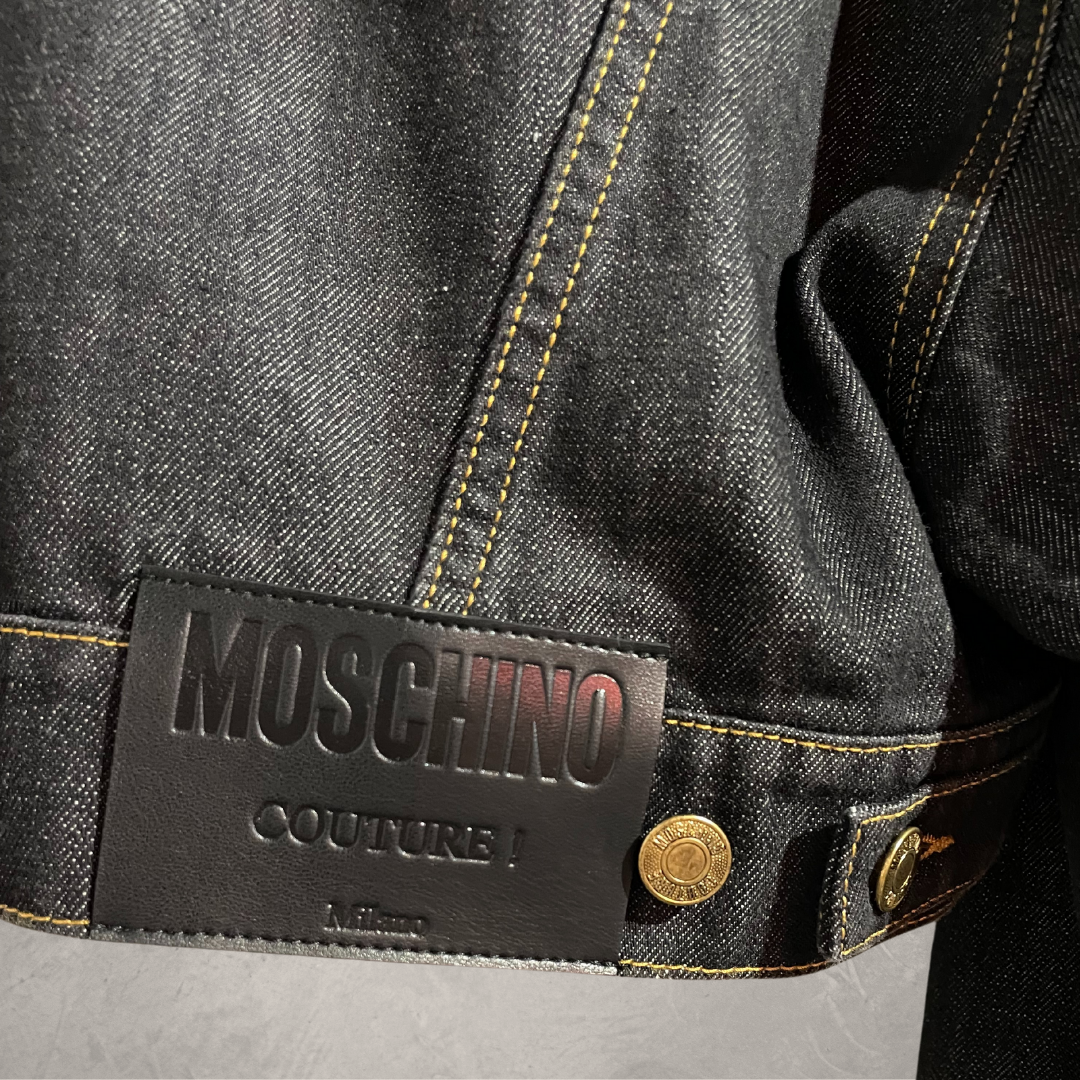 Moschino Couture donkerblauw oversized mouw cropped denim jack L