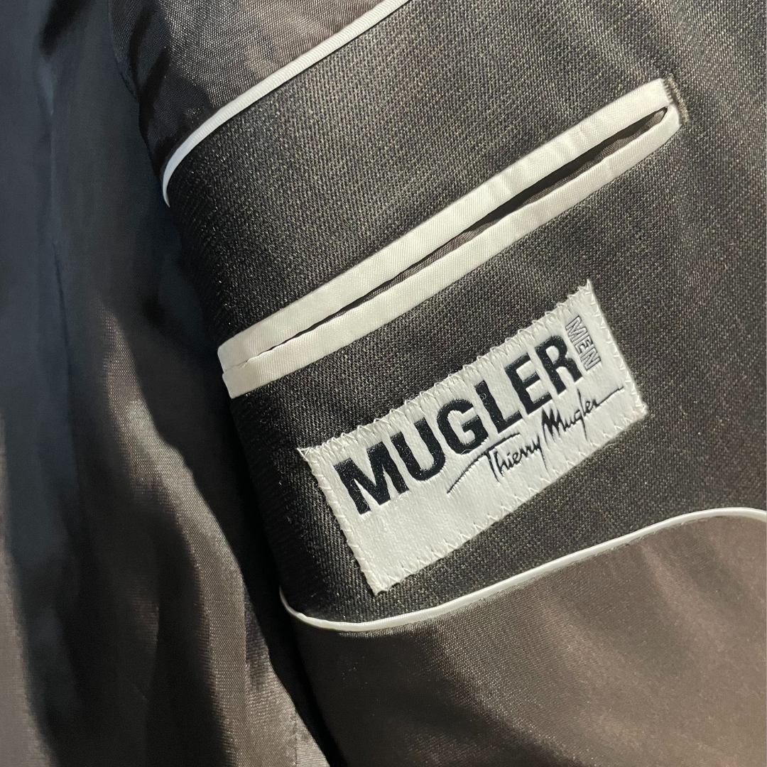 Mugler grey abstract painted blazer L- by @M.a.r.r.art