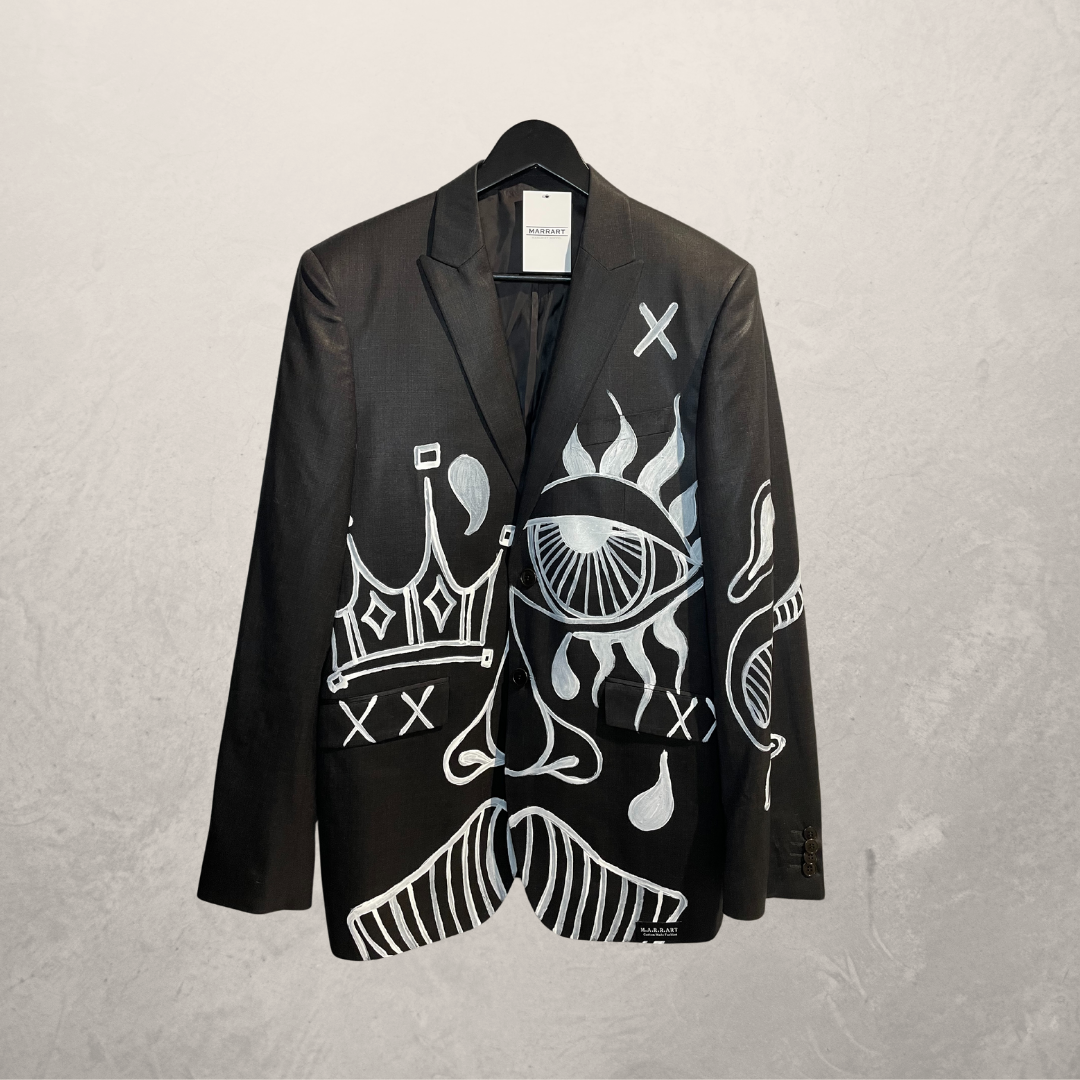 Mugler grey abstract painted blazer L- by @M.a.r.r.art