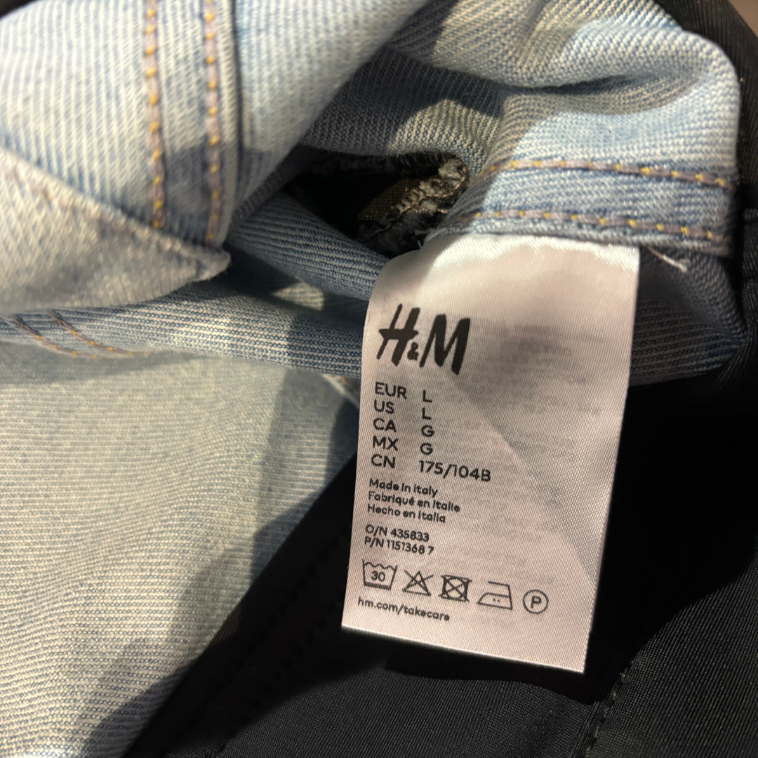 Mugler x H&M light blue defined-waist denim crop jacket L