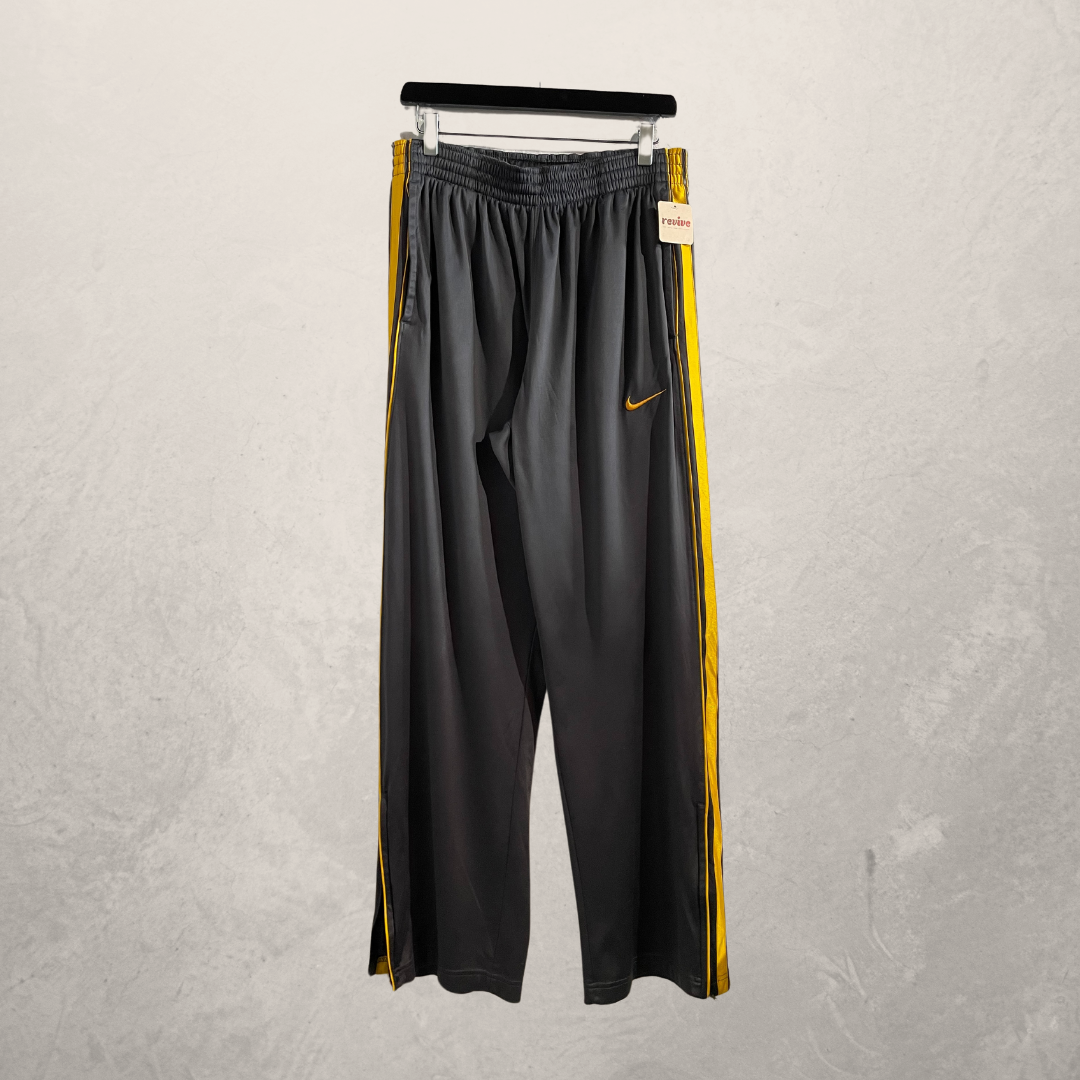 Nike grey yellow stripe basketball trousers track pants M/L