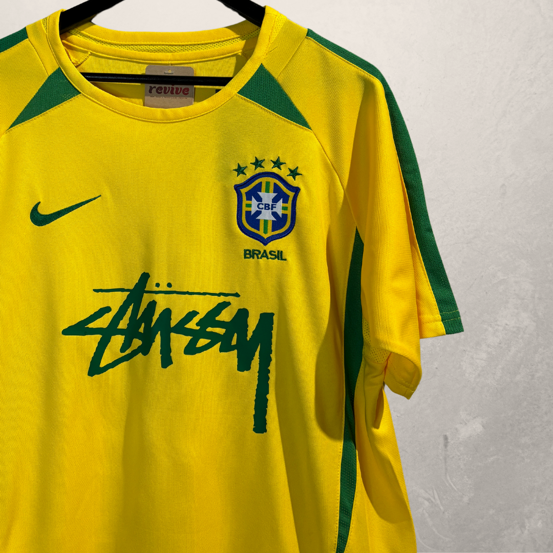 Nike x Stussy yellow Brazil football jersey L