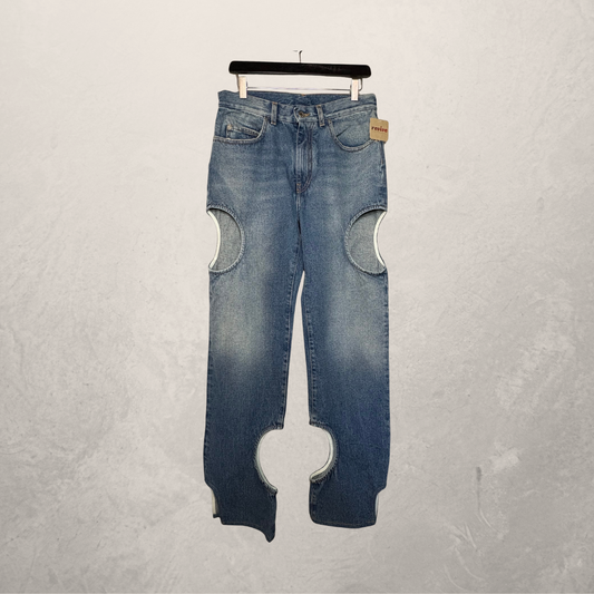 Off White blue cutout denim pants 27
