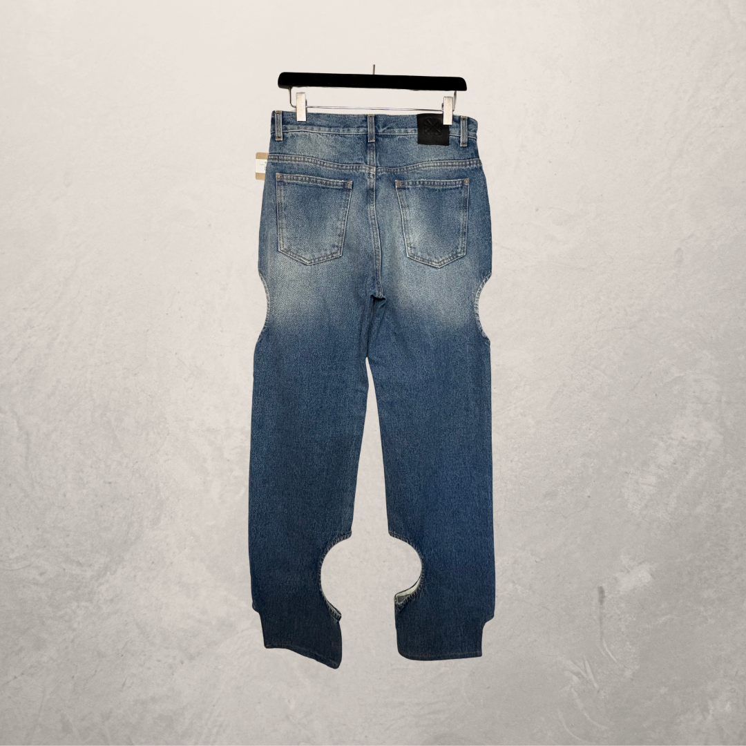 Off White blauwe denim broek met uitsneden 27