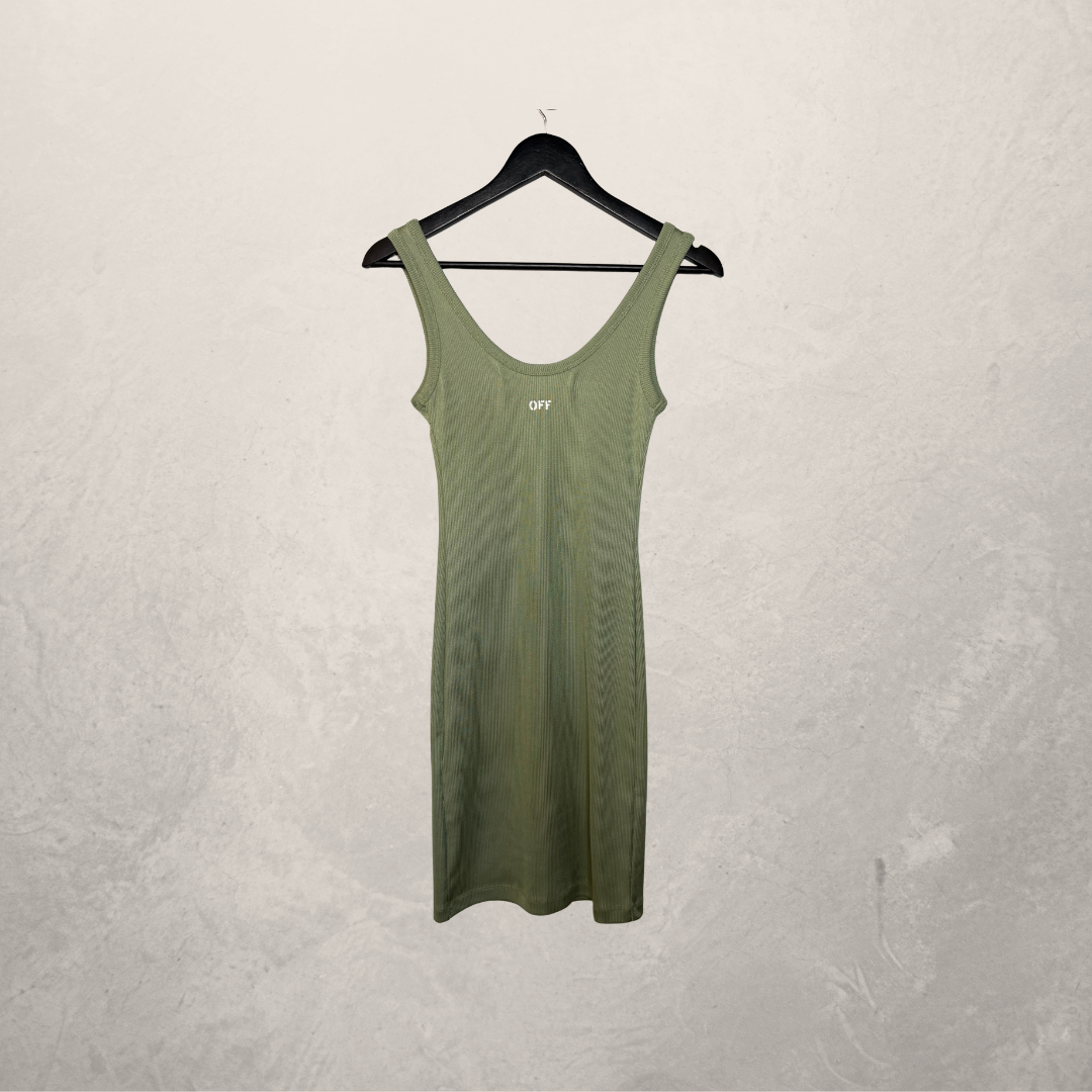 Off White groene geribde jurk S