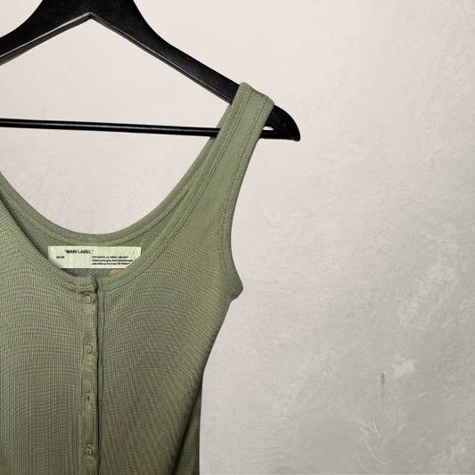 Off White groene geribde jurk S