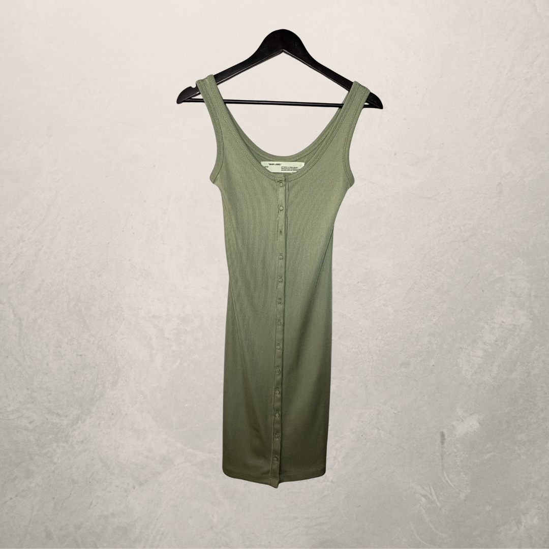 Off White groene geribde jurk S
