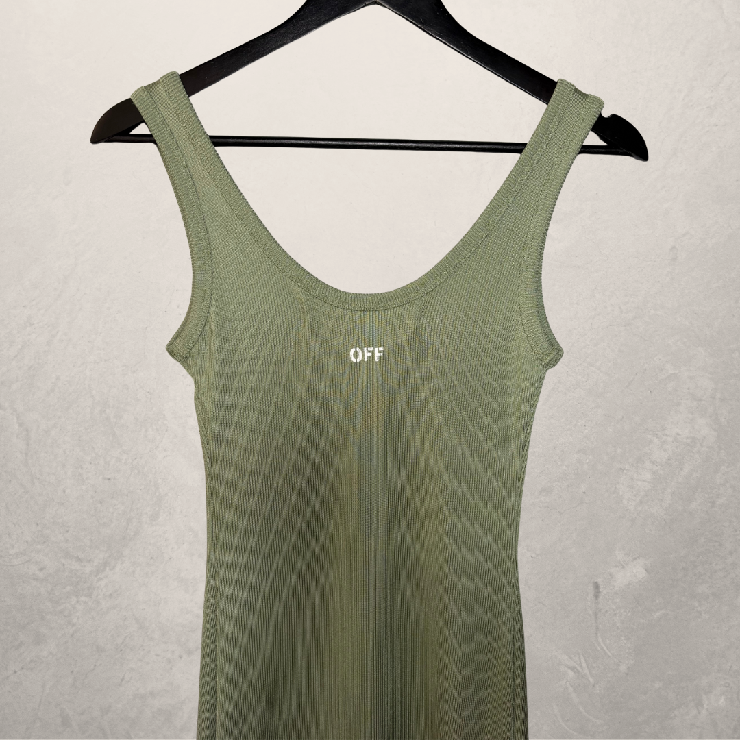 Off White groene geribde jurk S