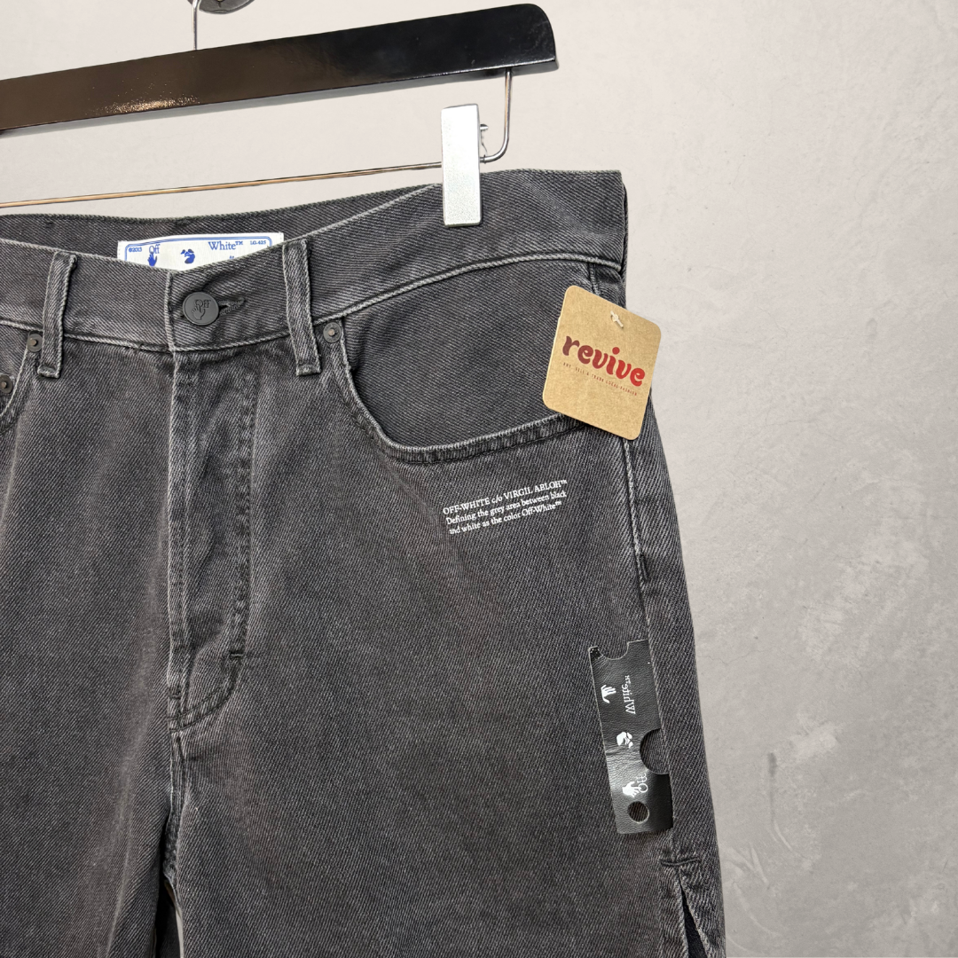 Off White grey wash high waist shorts 27