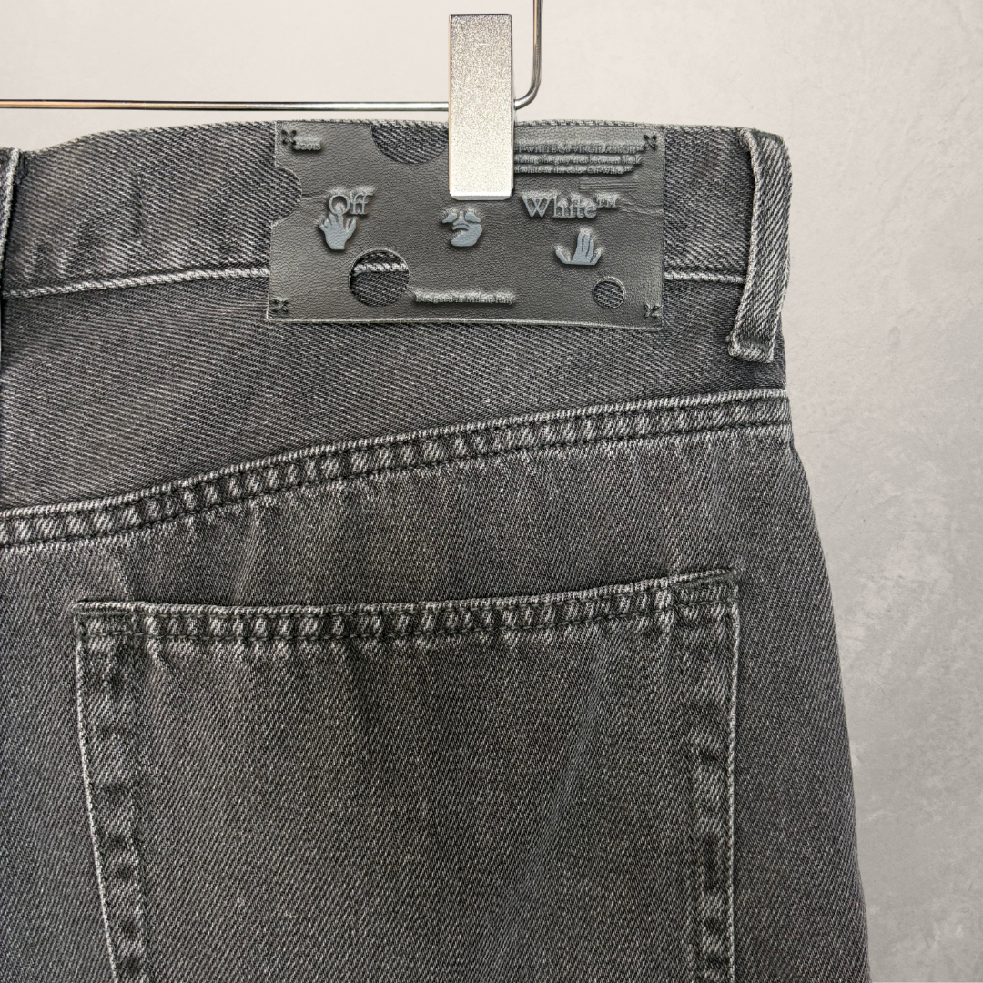 Off White grey wash high waist shorts 27