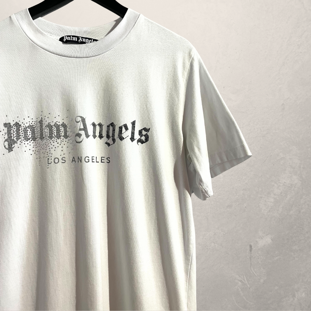 Palm Angeles white with gems graphic logo T shirt L