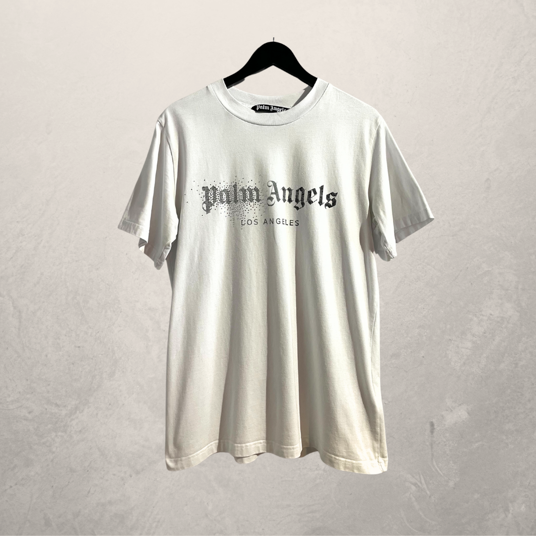 Palm Angeles white with gems graphic logo T shirt L