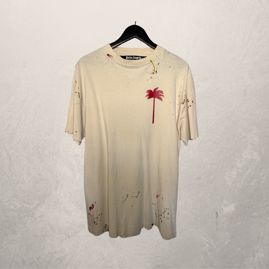 Palm Angels crème/rood grafisch T-shirt L