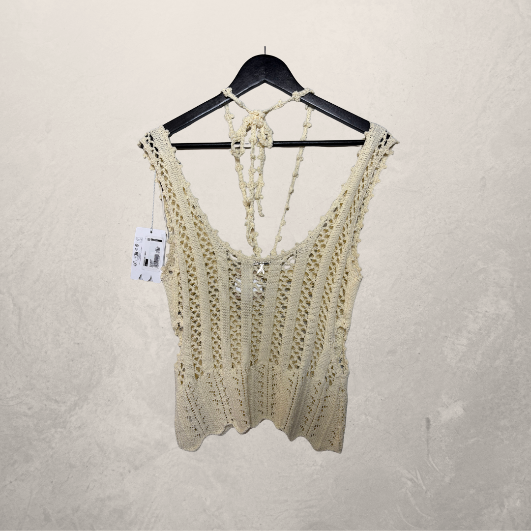 Patrizia Pepe beige crochet tank top M