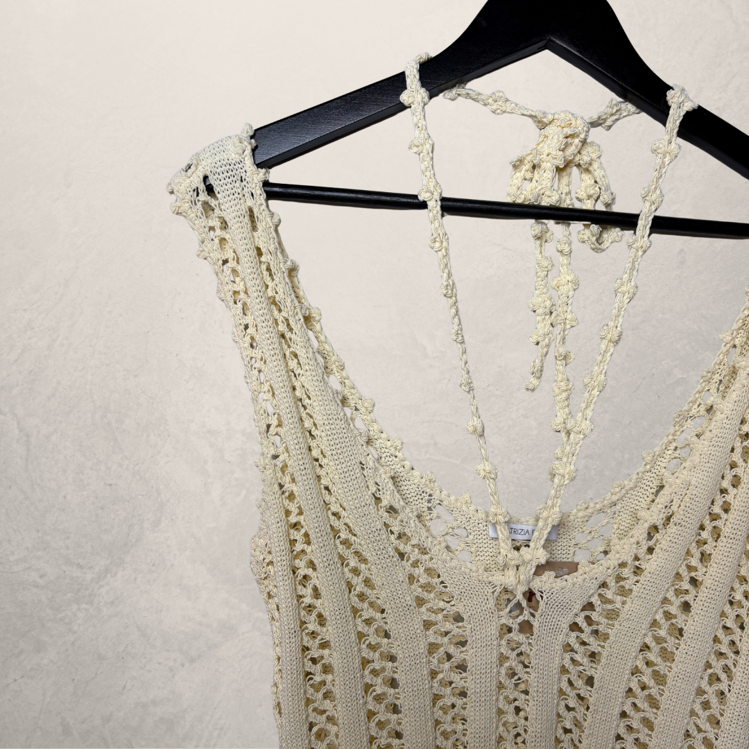 Patrizia Pepe beige crochet tank top M