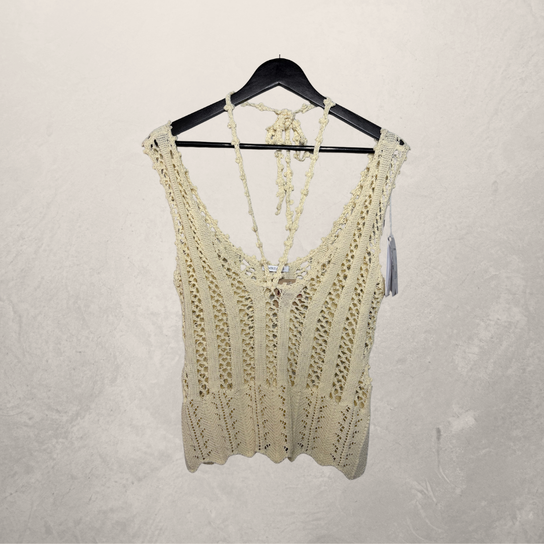 Patrizia Pepe beige crochet tank top M