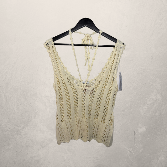 Patrizia Pepe beige gehaakte tanktop M