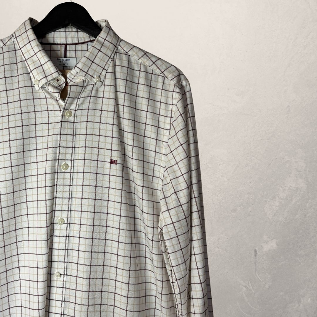 Pedro del Hierro white/brown shirt L
