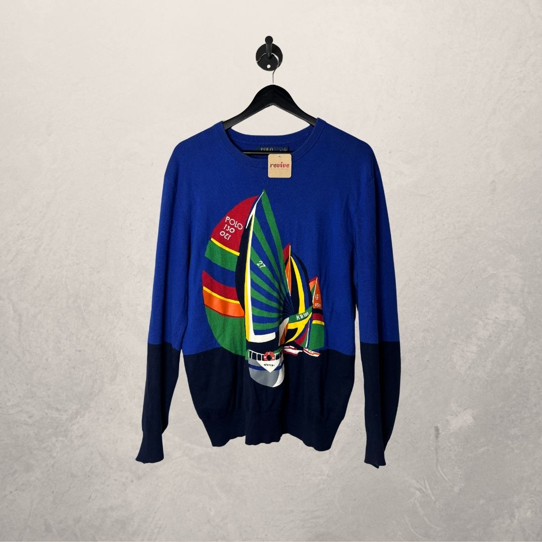 Polo Ralph Lauren blue sailing boat sweater M